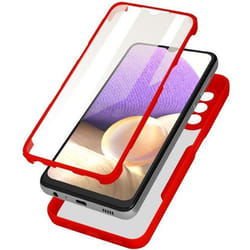 Coque intégrale - AVIZAR - Samsung Galaxy A32 5G - Antichoc - Dos Plexiglas - Contour Rouge