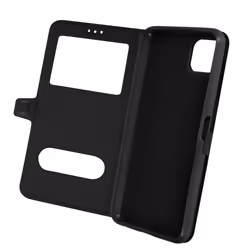 Housse AVIZAR pour Samsung Galaxy A22 5G - Double fenêtre et support vidéo - Noir
