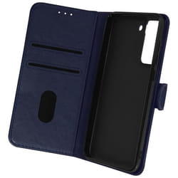 Etui pour Samsung Galaxy S21 FE - AVIZAR - Chesterfield - Fonction Support vidéo - Bleu Nuit