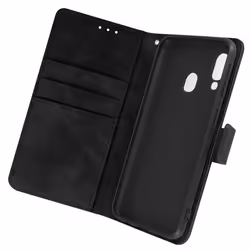 Étui pour Samsung Galaxy A40 - MARQUE - Effet Crocodile - Portefeuille - Support Vidéo - Noir