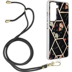 Coque de protection - AVIZAR - Samsung Galaxy S21 FE - Motif géométrique - Cordon amovible - Noir