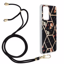 Coque de protection - AVIZAR - Samsung Galaxy A72 - Motif géométrique - Cordon amovible - Noir