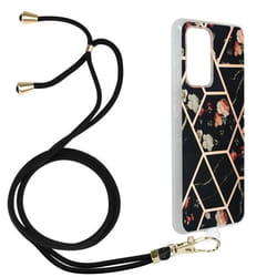 Coque de protection - AVIZAR - Samsung Galaxy A72 - Motif géométrique - Cordon amovible - Noir