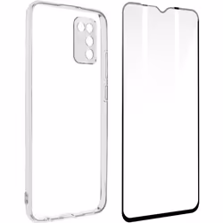 Coque de protection - AVIZAR - Samsung Galaxy A02s/A03s - Silicone Souple - Verre Trempé - Noir Transparent