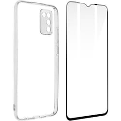 Coque de protection - AVIZAR - Samsung Galaxy A02s/A03s - Silicone Souple - Verre Trempé - Noir Transparent