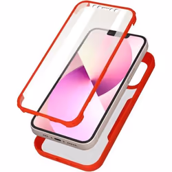 Coque intégrale - AVIZAR - iPhone 13 - Dos Plexiglas - Avant Polymère - Rouge