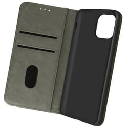 Housse iPhone 13 Mini AVIZAR - Clapet Portefeuille Gris - Fonction Support vidéo