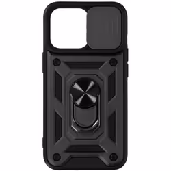 Coque - iPhone 13 Pro - Noir - Protection accrue - Cache caméra - Bague Support Vidéo