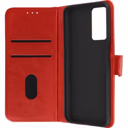 Housse Oppo A16 et A16s - AVIZAR - Clapet Portefeuille Fonction Support vidéo - Rouge - Rigide - Mat