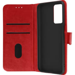 Housse Oppo A16 et A16s - AVIZAR - Clapet Portefeuille Fonction Support vidéo - Rouge - Rigide - Mat