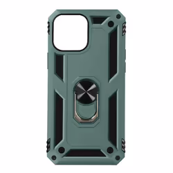 Coque antichoc - AVIZAR - iPhone 13 Mini - Bague support vidéo - Vert Foncé - Bi-matière