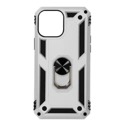Coque iPhone 13 Mini - AVIZAR - Antichoc Hybride - Bague Support Vidéo - Gris Argent - Mixte