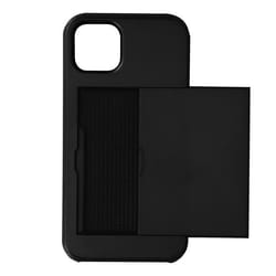Coque iPhone 13 - AVIZAR - Defender Noir - Rangement Carte Coulissant - Antichoc