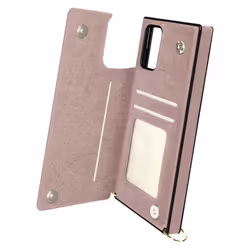 Coque rigide - AVIZAR - Samsung Galaxy S20 FE - Rose gold - Porte-cartes - Lanière amovible
