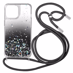 Coque - AVIZAR - iPhone 13 Pro Max - Pailletée Dégradé Noir - Souple - Antichocs