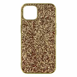 Coque de téléphone - AVIZAR - iPhone 13 Mini - Design Paillettes - Relief Antidérapant - Doré Jaune