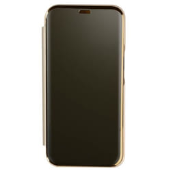 Housse iPhone 13 Pro - AVIZAR - Clapet Translucide - Design Miroir - Support Vidéo - Jaune