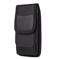 Étui Ceinture Vertical Smartphone Universel Port Stylet et Mousqueton Noir