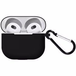 Coque AirPods 3 - Silicone - Noir - Effet Mat - Protection Intégrale - Mousqueton Inclus