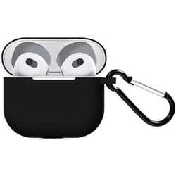 Coque AirPods 3 - Silicone - Noir - Effet Mat - Protection Intégrale - Mousqueton Inclus