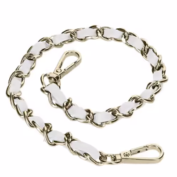 Bijou de Téléphone Chaîne Tressée Argent Simili Cuir Blanc 40cm