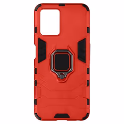 Coque - Realme - 8i - Antichoc - Bague Métallique - Support Vidéo Rouge