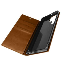 Étui Galaxy S22 Ultra Folio Cuir Véritable Porte cartes Support Vidéo - camel