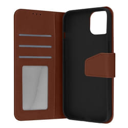 Housse iPhone 13 en cuir premium AVIZAR - Porte-carte fonction support vidéo - Marron