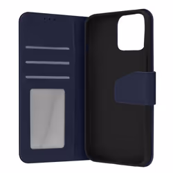 Housse iPhone 13 Pro en cuir premium AVIZAR - Porte-carte et fonction support vidéo - Bleu nuit