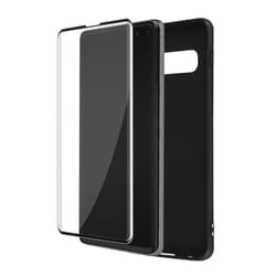 Coque Samsung Galaxy S10 Plus Souple Noir et Verre Trempé 9H Contour Noir