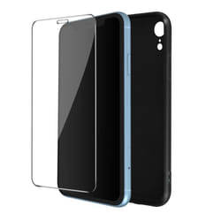 Coque iPhone XR - MARQUE - Souple - Silicone Gel - Verre Trempé 9H - Noir