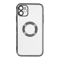 Coque iPhone 11 Silicone Bloc Caméra Couvert Transparent Contour Noir Chromé