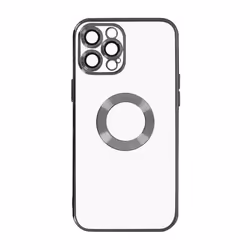 Coque de téléphone - MARQUE - iPhone 12 Pro - Souple - Transparent - Contour Noir Chromé