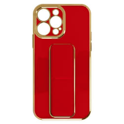 Coque - iPhone - 13 Pro Max - Silicone flashy - Béquille pliable - Système magnétique rouge