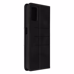 Étui Samsung Galaxy A03s AVIZAR - Simili cuir doux et soyeux - Noir - Antichocs et anti-rayures - Support vidéo