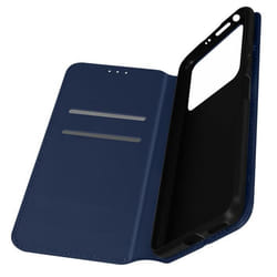 Housse Portefeuille AVIZAR pour Xiaomi Poco M4 Pro 4G - Bleu Nuit - Fonction Support Vidéo