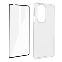 Coque Motorola Edge 30 Pro Silicone Souple Film Verre Trempé 9H Biseauté noir