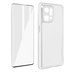 Coque et film de protection - Oppo - Find X5 - Silicone souple - Verre trempé 9H - Transparent