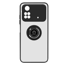 Coque - Xiaomi - Poco M4 Pro - Bi-matière - Bague Métallique - Support Vidéo Noir