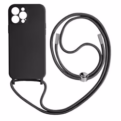 Coque Cordon Apple iPhone 13 Pro Semi-rigide avec Lanière Tour du Cou 80cm noir
