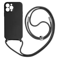 Coque Cordon Apple iPhone 13 Pro Semi-rigide avec Lanière Tour du Cou 80cm noir