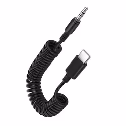 Câble audio USB-C vers Jack 3.5mm - Puluz - 1m - Son de haute qualité - Cordon spiralé - Noir