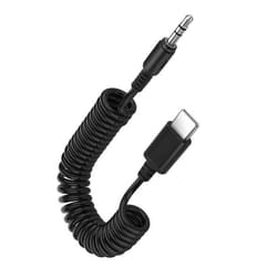 Câble audio USB-C vers Jack 3.5mm - Puluz - 1m - Son de haute qualité - Cordon spiralé - Noir