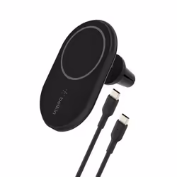 Chargeur Auto MagSafe - Belkin - 10W - Fixation Grille dAération - Câble USB-C - Noir