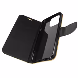 Étui iPhone 14 Pro Portefeuille Porte carte Support Vidéo Bicolore or et noir