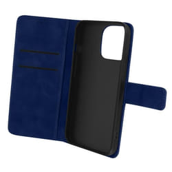 Étui iPhone 14 Plus Portefeuille Support Vidéo Effet Mat Soft Touch bleu nuit