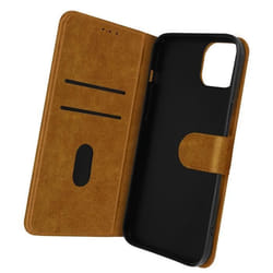 Housse iPhone 14 Plus - AVIZAR - Clapet Portefeuille - Marron - Fonction Support Vidéo