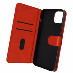 Housse iPhone 14 Plus - AVIZAR - Clapet Portefeuille - Rouge - Fonction Support Vidéo