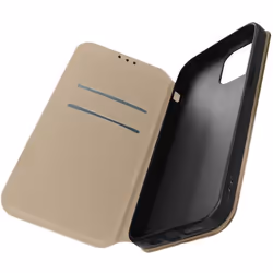Housse folio iPhone 14 Plus - AVIZAR - Clapet Porte-cartes - Fonction Support Vidéo - doré