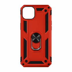 Coque iPhone 14 - AVIZAR - Hybride Antichoc - Bague de maintien - Rouge - Bi-matière